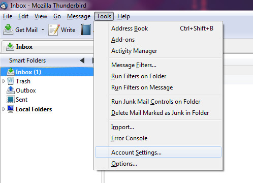 setting up mozilla thunderbird email